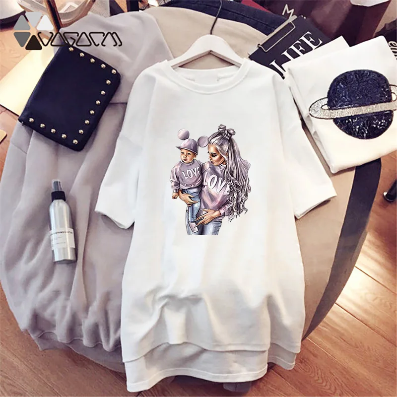 Sleepwear Women Summer Kawaii Mom&baby Print Loose Night Dress Short Sleeve Harajuku Summer Sleep Tops Black White
Sleepwear Women Summer Kawaii Mom&baby Print Loose Night Dress Short Sleeve Harajuku Summer Sleep Tops Black White