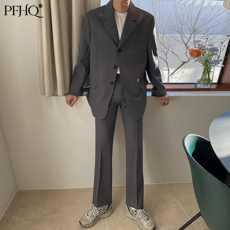 PFHQ Autumn New Men's Korean Fashion Slim Single Breasted Blazer And Straight Suit Pants Casual Loose Two Pieces Set 21D2999
PFHQ Autumn New Men's Korean Fashion Slim Single Breasted Blazer And Straight Suit Pants Casual Loose Two Pieces Set 21D2999