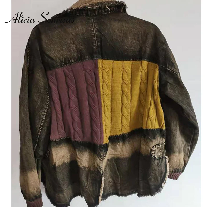 Loose Knitted Spliced Plus Size Denim Jacket Women 2020 Oversized Jeans Jacket Folds Fashion Spliced Denim National Jackets
Loose Knitted Spliced Plus Size Denim Jacket Women 2020 Oversized Jeans Jacket Folds Fashion Spliced Denim National Jackets