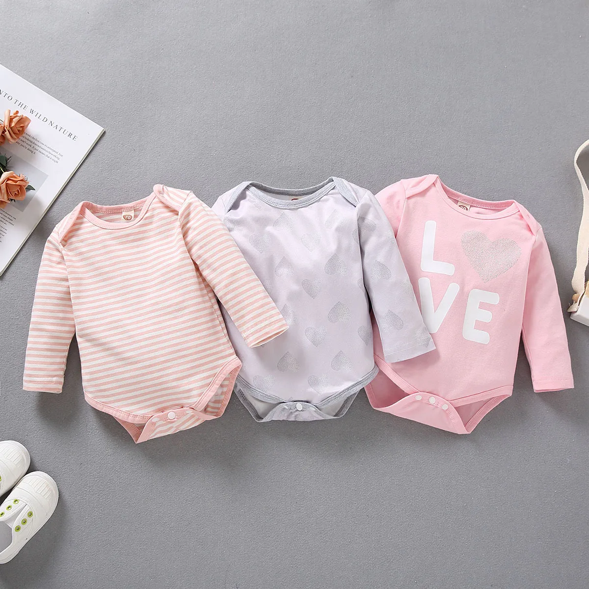 3Pack Newborn Girl Basis Baby Romper Love Print Rompers Toddler Long Sleeve Striped Bodysuit Infant Clothes
3Pack Newborn Girl Basis Baby Romper Love Print Rompers Toddler Long Sleeve Striped Bodysuit Infant Clothes