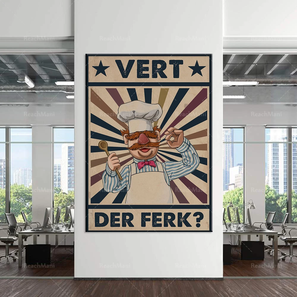 Swedish chef Vert Der Ferk retro puppet chef poster living room home decoration wall art poster
Swedish chef Vert Der Ferk retro puppet chef poster living room home decoration wall art poster