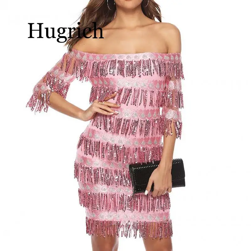 2020 Fashion Women's Fashion Sexy Tassel Solid Plus Size Half Shining Mini Sequin Dress Sequin Slash Neck Summer Women Dress
2020 Fashion Women's Fashion Sexy Tassel Solid Plus Size Half Shining Mini Sequin Dress Sequin Slash Neck Summer Women Dress