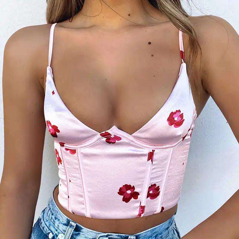 V Neck Satin Corset Top With Straps 2021 Summer Floral Print Clothes Blue Sleeveless Club Women Crop Tops
V Neck Satin Corset Top With Straps 2021 Summer Floral Print Clothes Blue Sleeveless Club Women Crop Tops