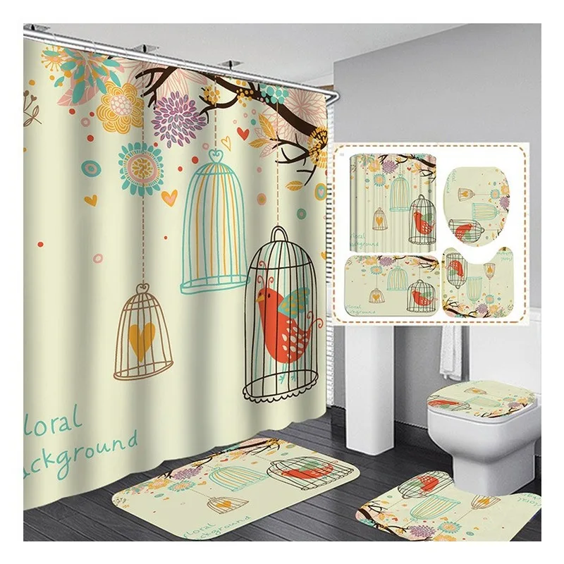 Household Big Flower Shower Curtain Mat Set with Carpet Bath Screen for Home Bathtub Partition Mold Proof Durable Curtains Hooks
Household Big Flower Shower Curtain Mat Set with Carpet Bath Screen for Home Bathtub Partition Mold Proof Durable Curtains Hooks