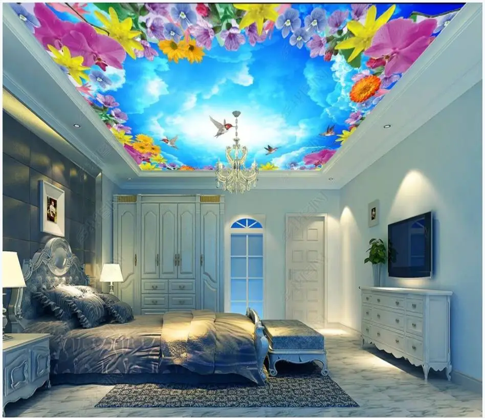 Custom ceiling wallpaper for walls 3 d zenith murals Beautiful Modern flower bird blue sky white cloud empty ceiling mural decor
Custom ceiling wallpaper for walls 3 d zenith murals Beautiful Modern flower bird blue sky white cloud empty ceiling mural decor