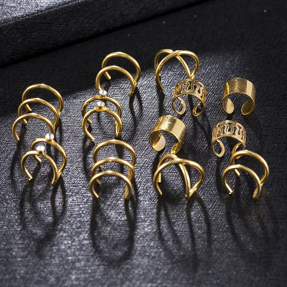 

2020 New Fashion 6Pcs/Set Ear Cuffs 4 Color Leaf Ear Cuff Clip Earrings for Women Earcuff No Piercing Fake Cartilage Earrings