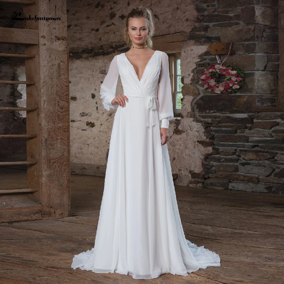 Lashmigown Puffy Chiffon Long Sleeve Dress Women A-Line Wedding Dresses 2021 Plunging Sexy Bridal Boho Wedding Gown Keyhole Back
Lashmigown Puffy Chiffon Long Sleeve Dress Women A-Line Wedding Dresses 2021 Plunging Sexy Bridal Boho Wedding Gown Keyhole Back