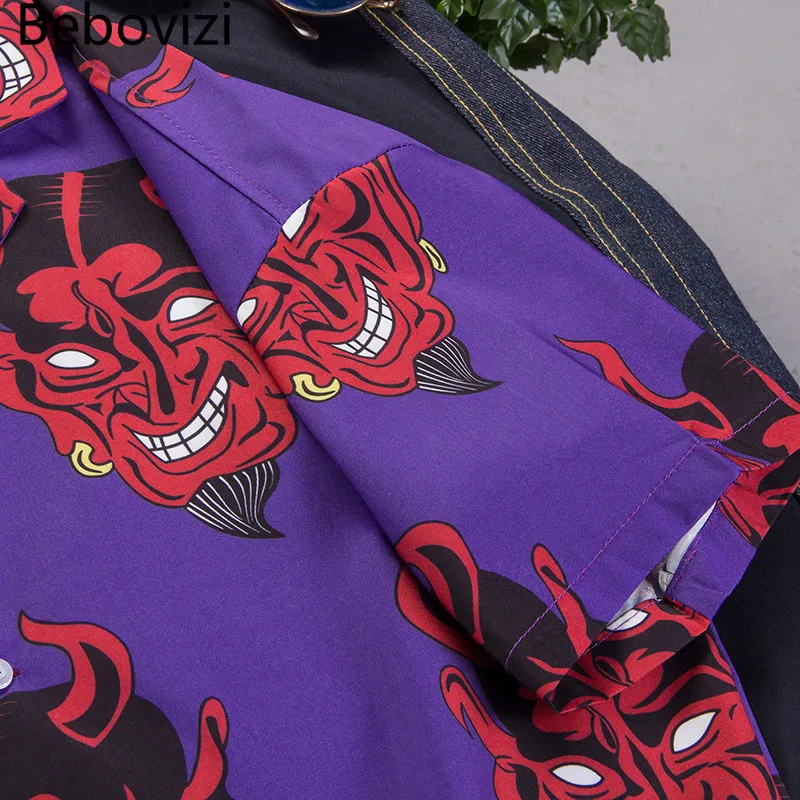 Bebovizi Japanese Style Demon Print Shirts Men Beach Aloha Casual Short Sleeve Hawaiian Hip Hop Harajuku Streetwear Pink Top
Bebovizi Japanese Style Demon Print Shirts Men Beach Aloha Casual Short Sleeve Hawaiian Hip Hop Harajuku Streetwear Pink Top
