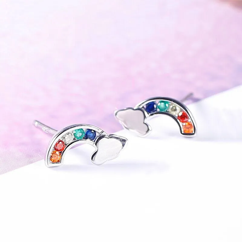Simple and Sweet Rainbow Studs Earrings Women Exquisite Zircon Studs Earrings Fashion Elegant Princess Charm Studs Earrings
Simple and Sweet Rainbow Studs Earrings Women Exquisite Zircon Studs Earrings Fashion Elegant Princess Charm Studs Earrings