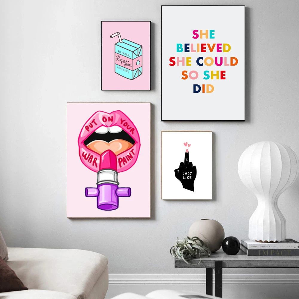 Fashion Art Pink Girl Power Wall Art Canvas Painting Prints Modern Pictures For Living Room Bedroom Decoration Home Decor Gifts 
Fashion Art Pink Girl Power Wall Art Canvas Painting Prints Modern Pictures For Living Room Bedroom Decoration Home Decor Gifts