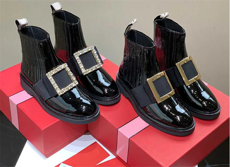 Luxury Crystal Women Ankle Boots Fashion Genuine Leather Patchwork Women Winter Short Boots Black Martin Boots Women Motorcycle
Luxury Crystal Women Ankle Boots Fashion Genuine Leather Patchwork Women Winter Short Boots Black Martin Boots Women Motorcycle