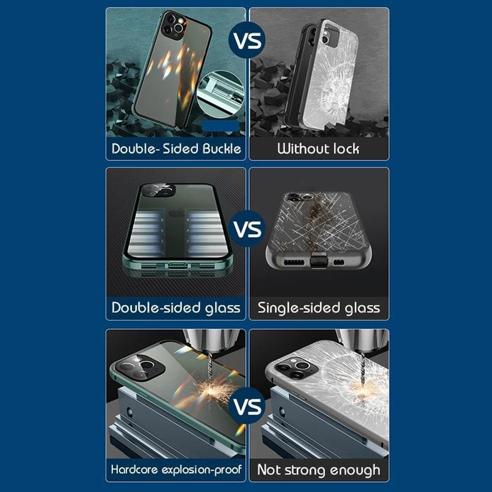 Double Sided Buckle Case For iPhone 11 Pro Max 360 Magnetic Adsorption Metal Case For iPhone XS Max XR x 12 12pro
Double Sided Buckle Case For iPhone 11 Pro Max 360 Magnetic Adsorption Metal Case For iPhone XS Max XR x 12 12pro