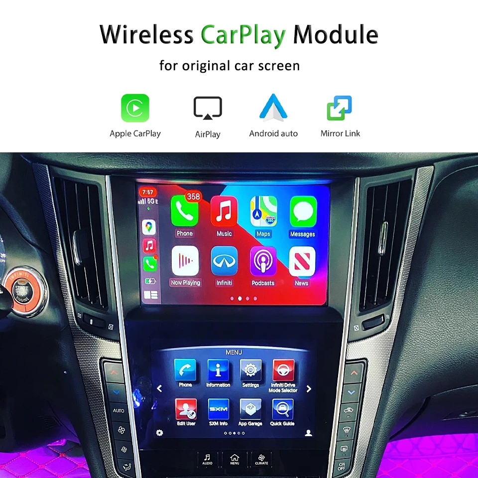 Q50 Apple CarPlay Android Auto Activation Interface For Infiniti Car Multimedia Module Reverse Camera Adapter
Q50 Apple CarPlay Android Auto Activation Interface For Infiniti Car Multimedia Module Reverse Camera Adapter