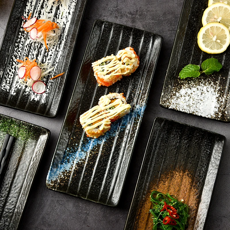 Японская креативная прямоугольная тарелка для суши керамические обеденные