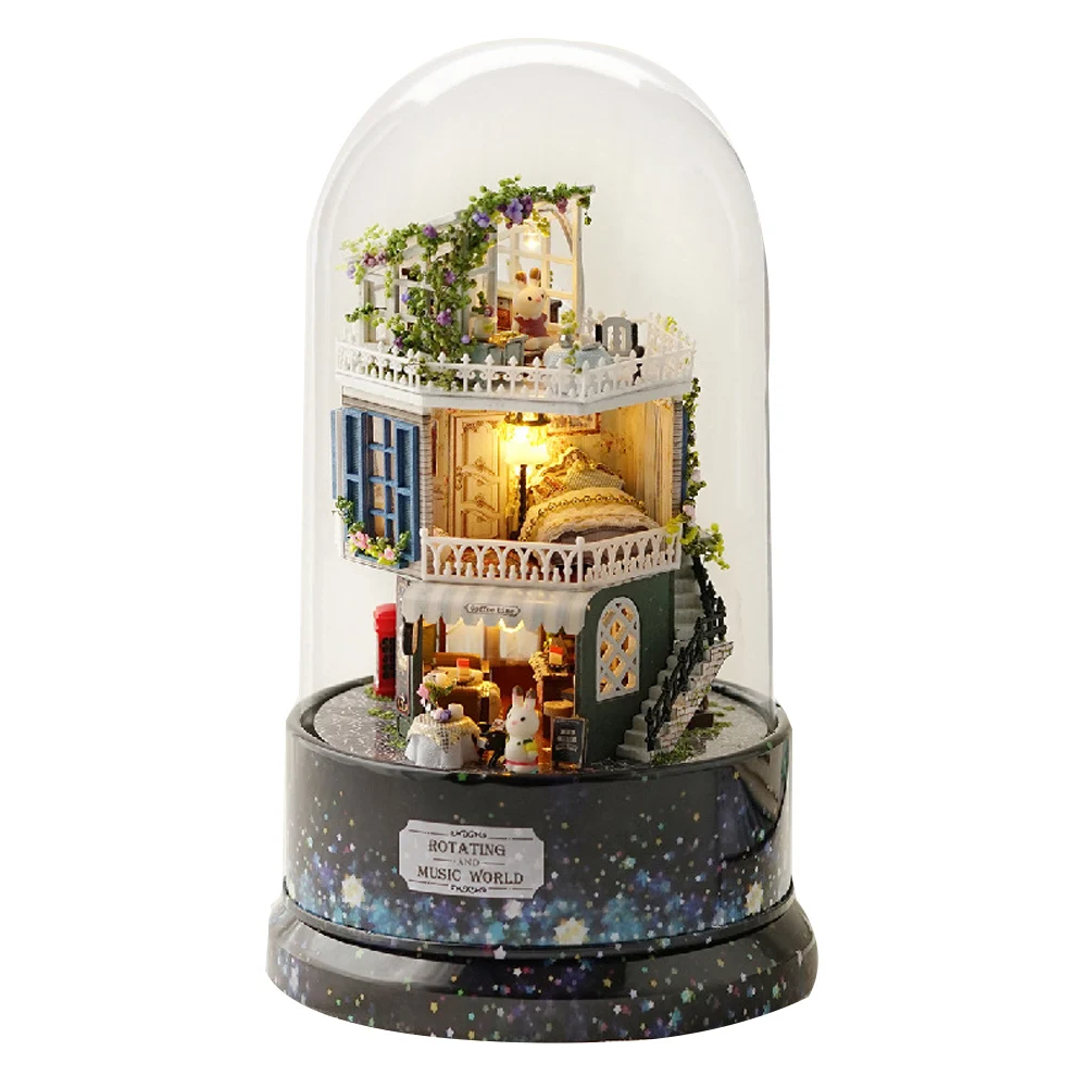 DIY Miniature Dollhouse Furniture Kit Wooden Mini House LED Toys Rotate Music Box with Dust Cover for Kids Christmas Gift
DIY Miniature Dollhouse Furniture Kit Wooden Mini House LED Toys Rotate Music Box with Dust Cover for Kids Christmas Gift
