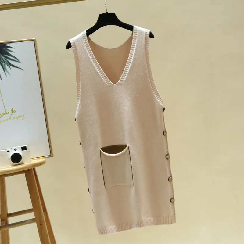 #1031 Khaki Brown Red Yellow Black Plus Size Tank Top Dress Side Buttons Knitted Dresses Women Sleeveless Vest Sweater Dress
#1031 Khaki Brown Red Yellow Black Plus Size Tank Top Dress Side Buttons Knitted Dresses Women Sleeveless Vest Sweater Dress