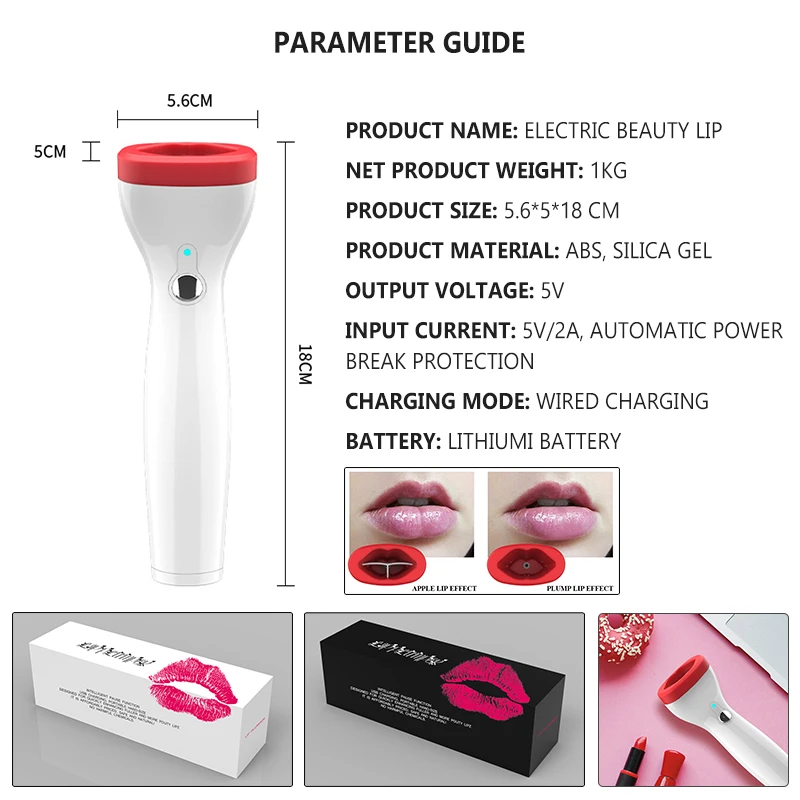 Electric Lip Plump Enhancer Care Tool Automatic Silicone Lip Plumper Device Painless Natural Sexy Bigger Fuller Lips Enlarger
Electric Lip Plump Enhancer Care Tool Automatic Silicone Lip Plumper Device Painless Natural Sexy Bigger Fuller Lips Enlarger