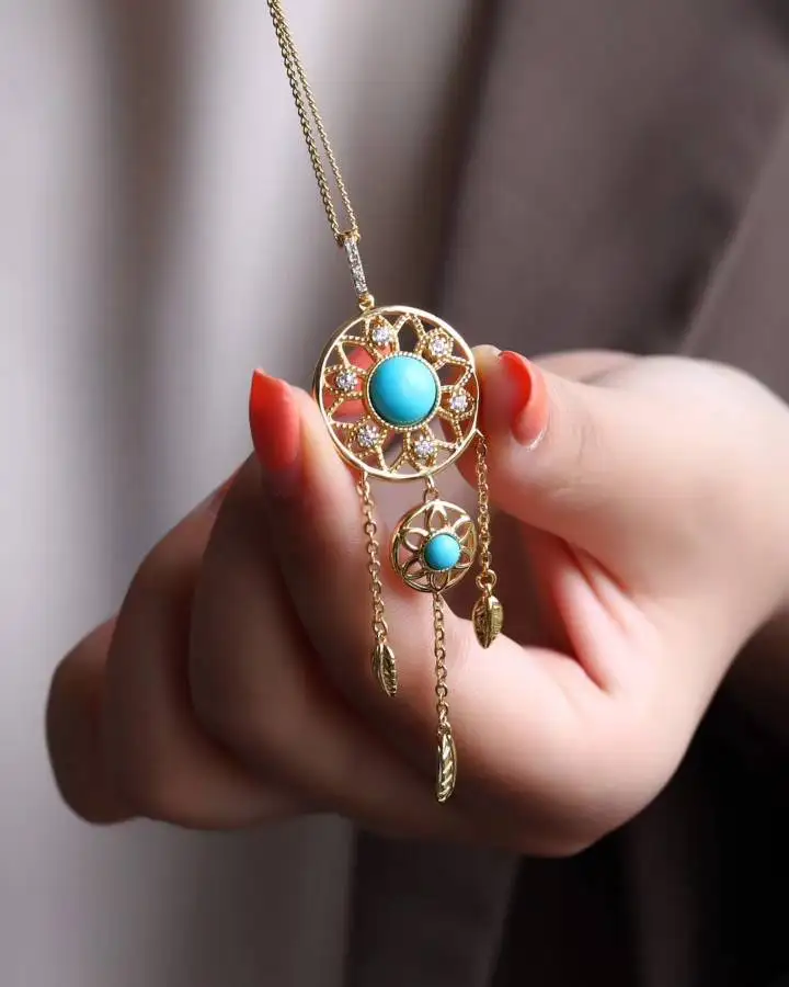 LETSFUN Fine Jewelry New 18K Gold Natural Turquoise Pendant Necklace Luxury Jewelry
LETSFUN Fine Jewelry New 18K Gold Natural Turquoise Pendant Necklace Luxury Jewelry