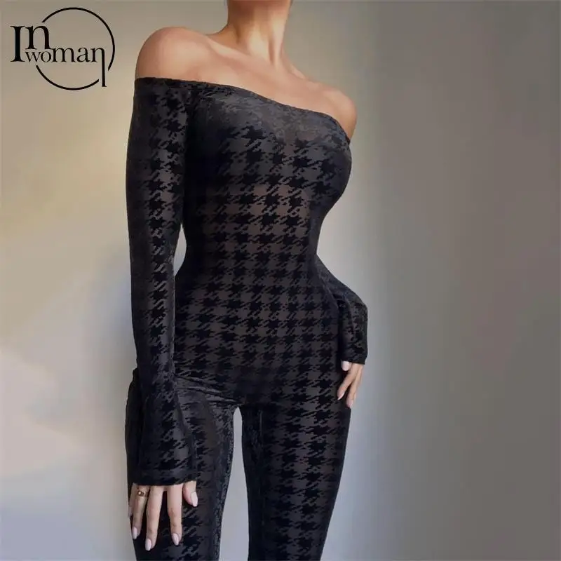 Inwoman Fall Winter Strapless Print Black Jumpsuit Backless Sexy 1 One Piece Club Outfits For Women Long Sleeve Bodycon Jumpsuit
Inwoman Fall Winter Strapless Print Black Jumpsuit Backless Sexy 1 One Piece Club Outfits For Women Long Sleeve Bodycon Jumpsuit