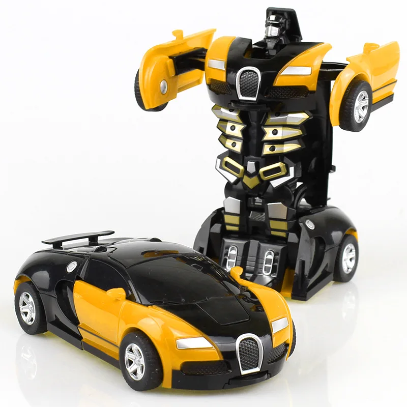 Желтый робот-трансформер для столкновений пластиковый автомобиль-трансформер