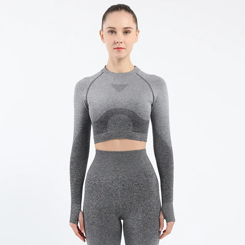 Women Stretchy Yoga Set Gradient Color Long Sleeve Crop Top Gym Clothes Fitness Workout Suits Sportswear
Women Stretchy Yoga Set Gradient Color Long Sleeve Crop Top Gym Clothes Fitness Workout Suits Sportswear
