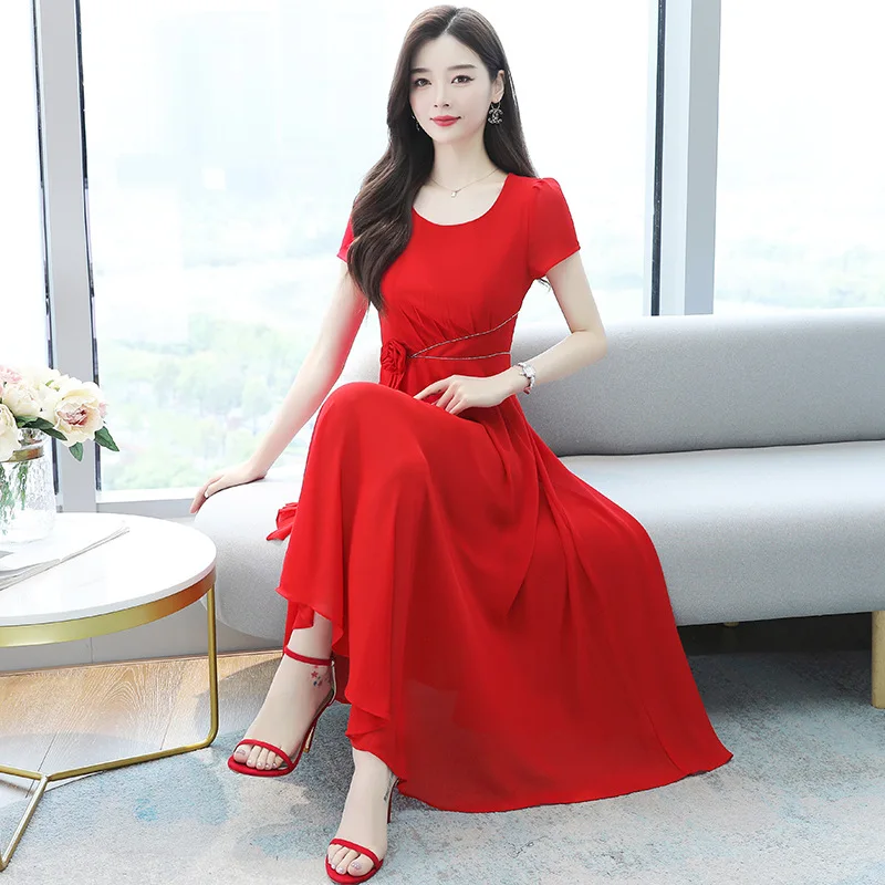 Dress. Pure color noble Chiffon Dress 2021 summer new style temperament waist down show thin three dimensional Rose Dress
Dress. Pure color noble Chiffon Dress 2021 summer new style temperament waist down show thin three dimensional Rose Dress