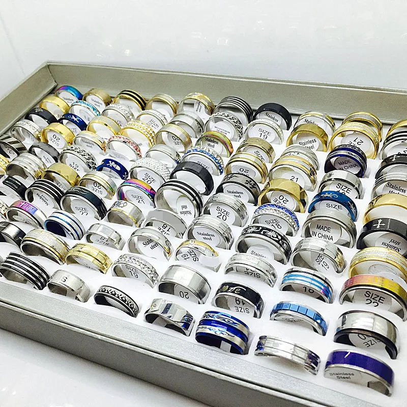 Wholesale 100pcs mixed styles rings quality silver color black stainless steel beautiful mens womens jewelry band
Wholesale 100pcs mixed styles rings quality silver color black stainless steel beautiful mens womens jewelry band