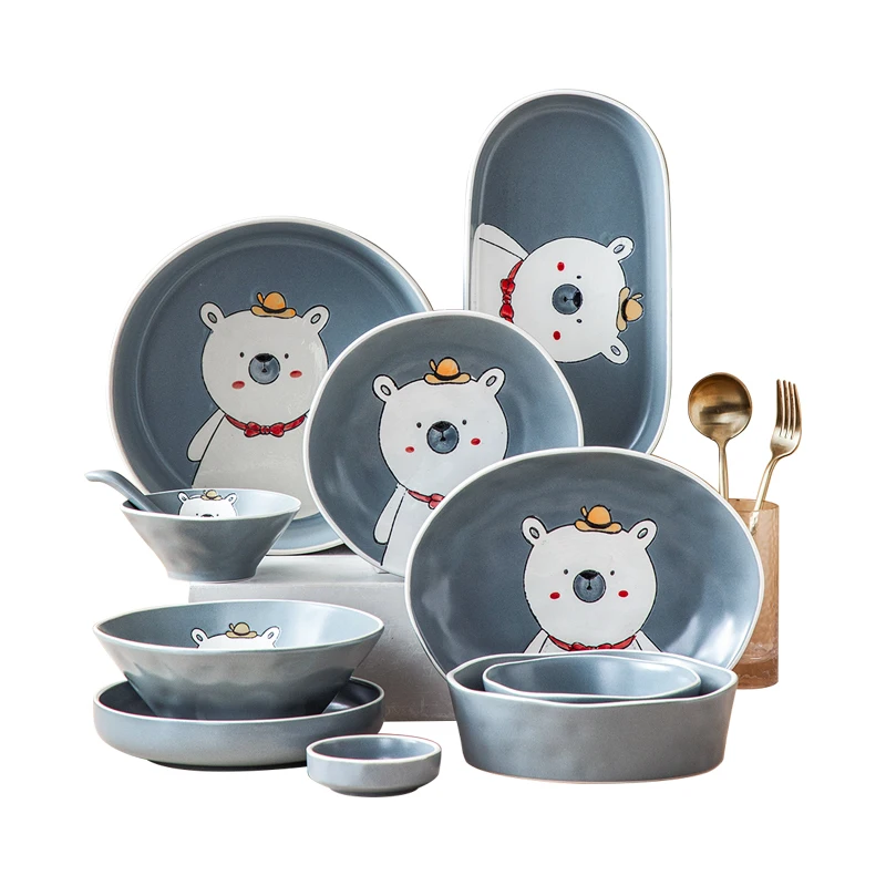 Salad Bowl Breakfast Plate Cute Cartoon Household Ceramic Tableware Underglaze Creative Combination Set of Kitchen Dishes
Salad Bowl Breakfast Plate Cute Cartoon Household Ceramic Tableware Underglaze Creative Combination Set of Kitchen Dishes
