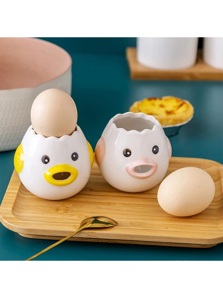 

Egg White Separator Cute Chicken Ceramic Egg Yolk Protein Separator Eggs Filter Baking Accessories Eggs Holder Kitchen Gadgets