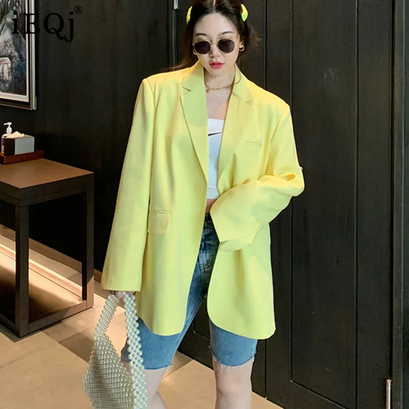 IEQJ Women Cozy Yellow Casual Temperament Blazer New Notched Long Sleeve Loose Fit Jacket Fashion Tide Summer 2021 3F0760
IEQJ Women Cozy Yellow Casual Temperament Blazer New Notched Long Sleeve Loose Fit Jacket Fashion Tide Summer 2021 3F0760