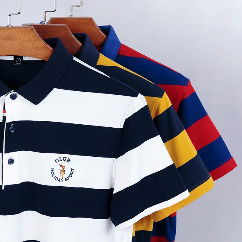 Striped Lapel Cotton Polo Shirt Men's Summer New Short-sleeved Shirt Fashion Business Clothes Men Bodybuilding POLO Shirt Male
Striped Lapel Cotton Polo Shirt Men's Summer New Short-sleeved Shirt Fashion Business Clothes Men Bodybuilding POLO Shirt Male