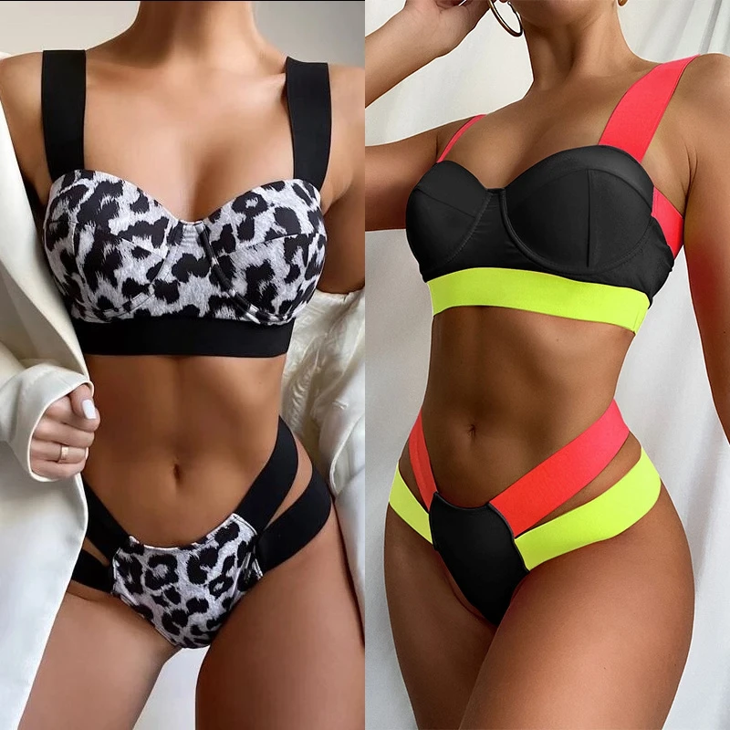 2021 European And American Hot Style Leopard Print Bandage Sexy Bikini Ladies Hard-clad Steel Back Swimsuit Women
2021 European And American Hot Style Leopard Print Bandage Sexy Bikini Ladies Hard-clad Steel Back Swimsuit Women