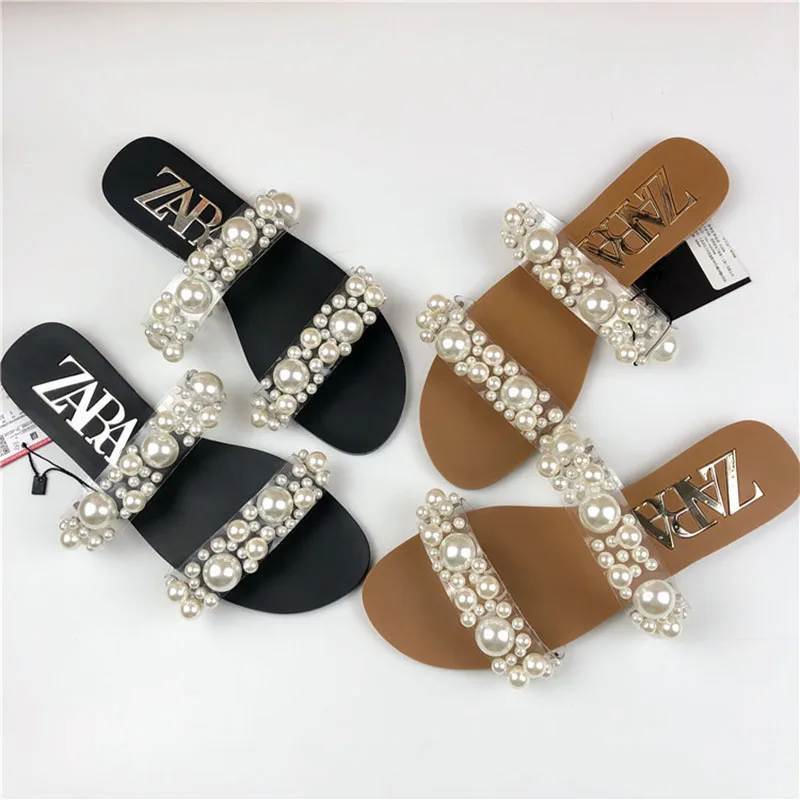 ZA Summer New Women's Shoes Pearl Inlaid Transparent Flat sandals Open toe Outdoor Slippers Holiday Beach Slippers
ZA Summer New Women's Shoes Pearl Inlaid Transparent Flat sandals Open toe Outdoor Slippers Holiday Beach Slippers