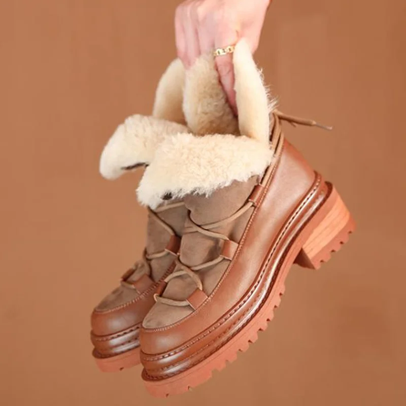 Winer Warmest Women Snow Boots 2021 New Genuine Leather And Fur In One Ladies Shoes Cross-tied Round Toe Women's Ankle Boots
Winer Warmest Women Snow Boots 2021 New Genuine Leather And Fur In One Ladies Shoes Cross-tied Round Toe Women's Ankle Boots