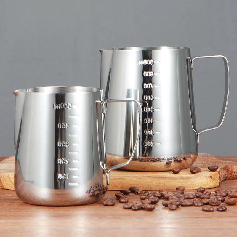 Milk Frothing Pitcher Stainless Steel Milk Frother Cup Measurements on Side for Latte Art Espresso Machines Cappuccino Hot
Milk Frothing Pitcher Stainless Steel Milk Frother Cup Measurements on Side for Latte Art Espresso Machines Cappuccino Hot