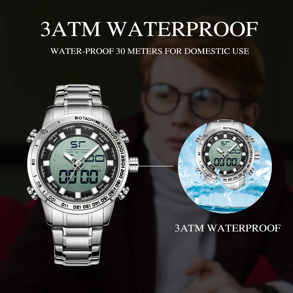 MIZUMS Electronic Watch 8011 Men's Watch Waterproof Stainless Steel Quartz Luxury Quartz Sports Digital Watch Men Wristwatches
MIZUMS Electronic Watch 8011 Men's Watch Waterproof Stainless Steel Quartz Luxury Quartz Sports Digital Watch Men Wristwatches