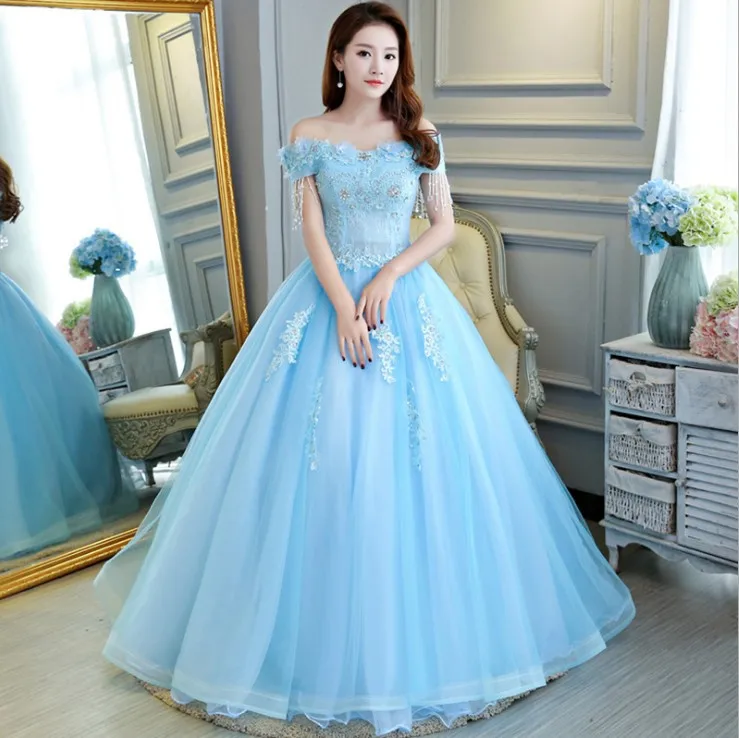 Light Sky Blue Modest Lace Ball Gown Quinceanera Dresses Sequins Applique Tulle Off the shoulder Formal Party Sweet 16 Dress
Light Sky Blue Modest Lace Ball Gown Quinceanera Dresses Sequins Applique Tulle Off the shoulder Formal Party Sweet 16 Dress