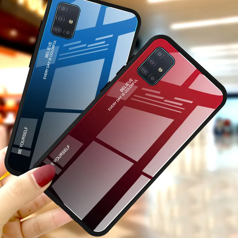 Чехол RAXFLY для Samsung Galaxy A51 чехол с градиентным закаленным стеклом телефона A71 SM A515F