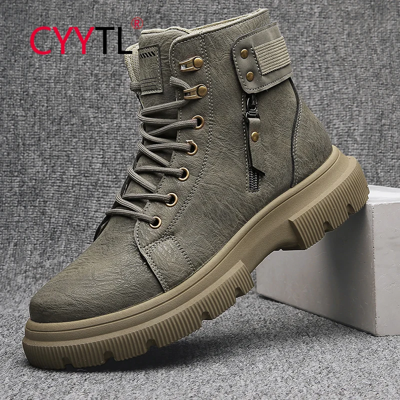 CYYTL Fashion Men's Leather Winter Casual Ankle Boots Thick Sole Non-Slip Outdoor Waterproof Shoes Male Military Work Bootie
CYYTL Fashion Men's Leather Winter Casual Ankle Boots Thick Sole Non-Slip Outdoor Waterproof Shoes Male Military Work Bootie