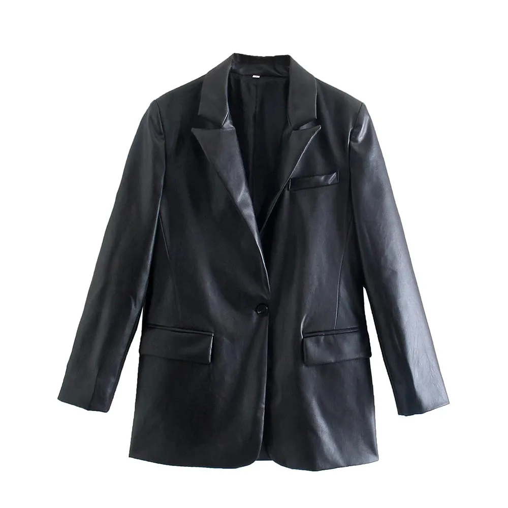 Willshela Women Fashion Faux Leather Black Blazer Long Sleeves Casual Elegant Chic Lady Suit Woman PU Jacket Suit veste femme
Willshela Women Fashion Faux Leather Black Blazer Long Sleeves Casual Elegant Chic Lady Suit Woman PU Jacket Suit veste femme