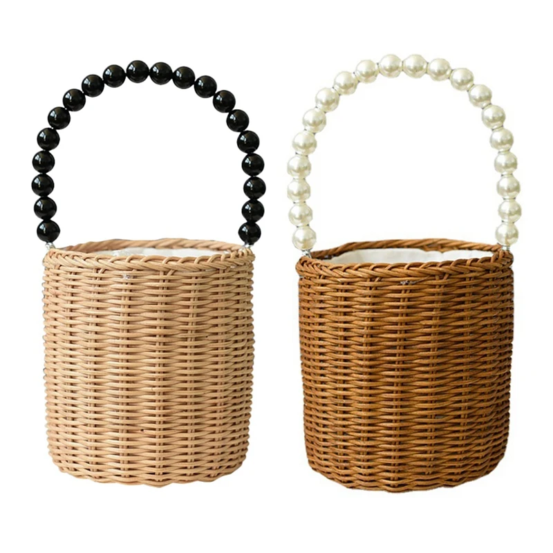 2 Pcs Flower Girl Woven Flower Basket Pearl Handle for Vintage Rustic Wedding Ceremony Decorative
2 Pcs Flower Girl Woven Flower Basket Pearl Handle for Vintage Rustic Wedding Ceremony Decorative