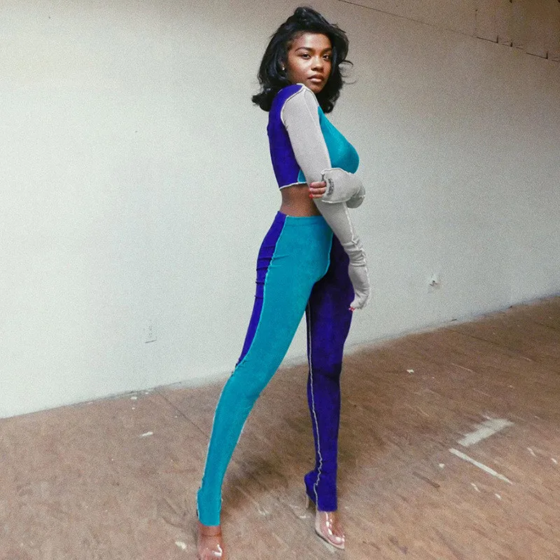 Autumn Women Patchwork Matching 2 Pieces Sets Long Sleeve T-shirt Cropped High Waist Pants Femme Sports Tracksuit New
Autumn Women Patchwork Matching 2 Pieces Sets Long Sleeve T-shirt Cropped High Waist Pants Femme Sports Tracksuit New