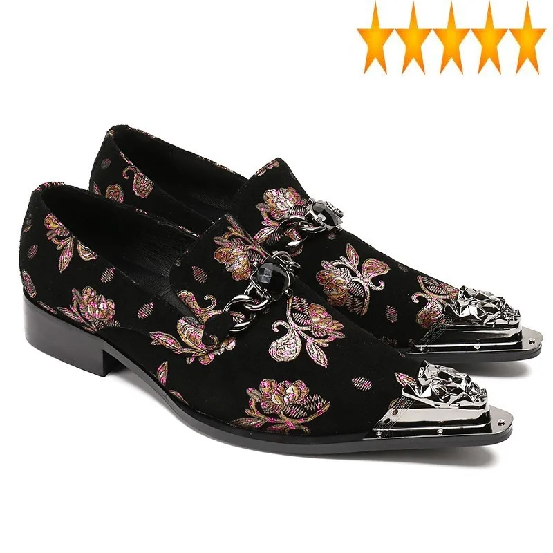 Mens Floral Printed Crystal Fashion Dress Male Metal Pointed Toe Genuine Leather Office Party Shoes Banquet Black Footwear
Mens Floral Printed Crystal Fashion Dress Male Metal Pointed Toe Genuine Leather Office Party Shoes Banquet Black Footwear