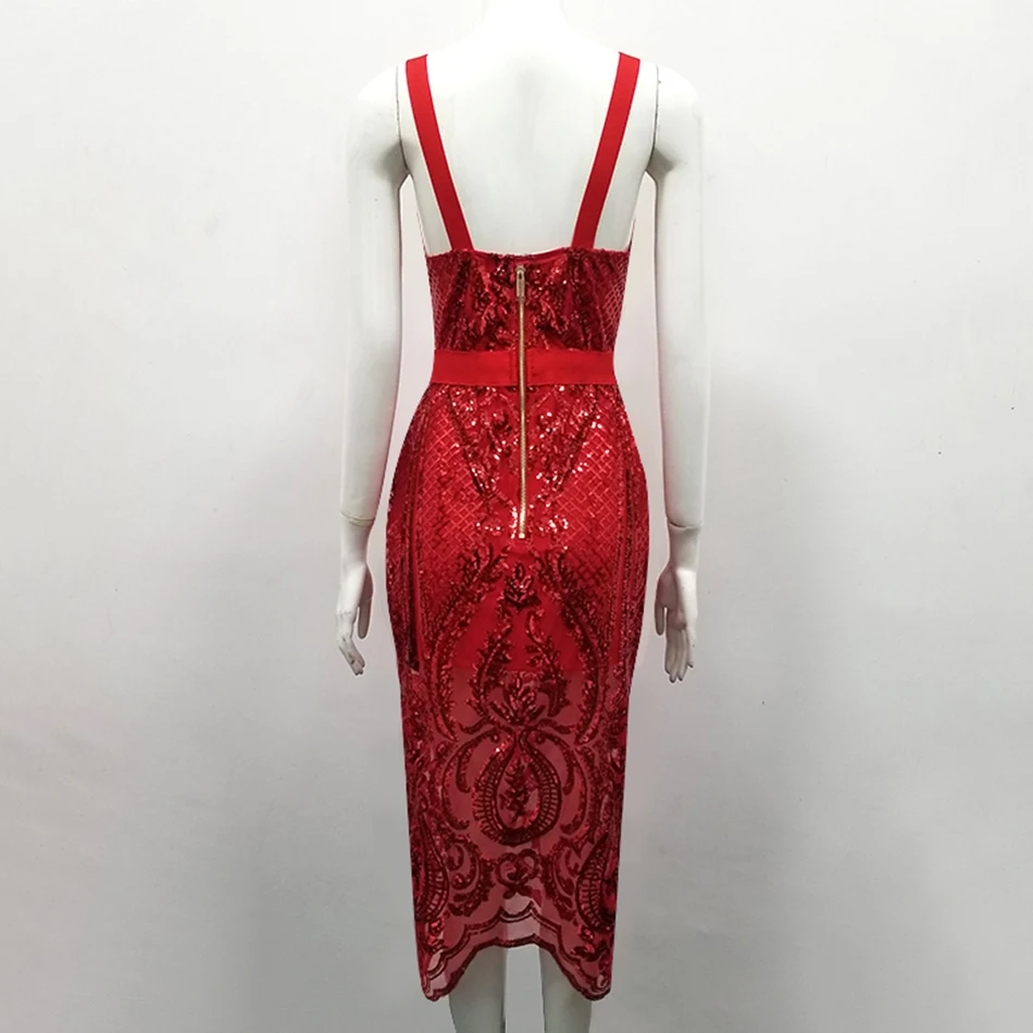 Ailigou High Quality Sexy Sleeveless Sequins Lace Red Knee Length Bandage Dress 2021 Designer Fashion Dress Vestido
Ailigou High Quality Sexy Sleeveless Sequins Lace Red Knee Length Bandage Dress 2021 Designer Fashion Dress Vestido