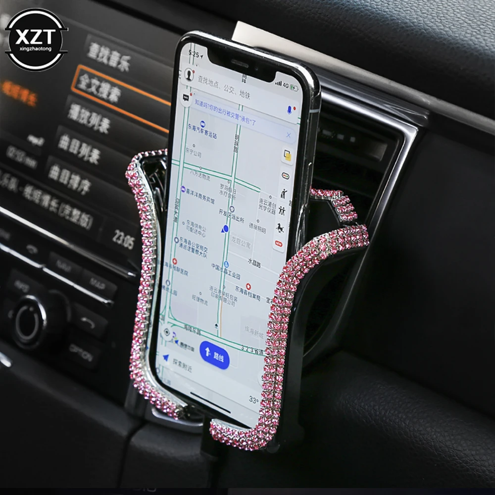 Универсальный автомобильный держатель для телефона с кристаллами и стразами