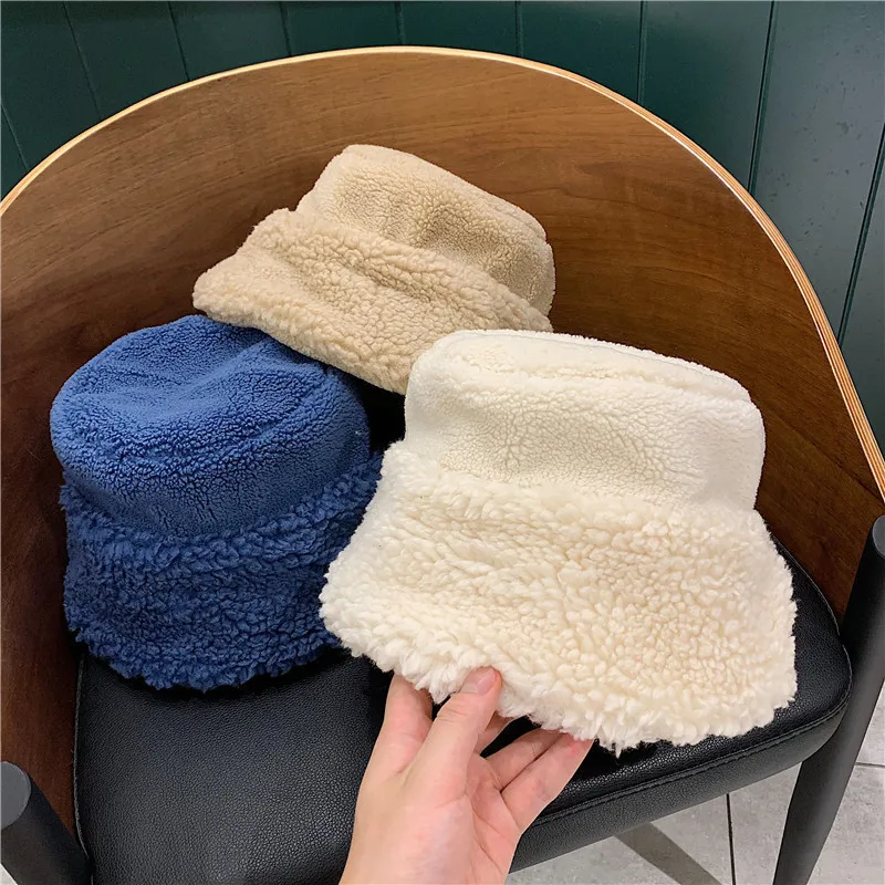 Autumn Winter Women Faux Lamb Wool Bucket Hat Solid Fluffy Thick Warm Fishing Hats Fashion Casual Sweet All Match Cap 56-58cm
Autumn Winter Women Faux Lamb Wool Bucket Hat Solid Fluffy Thick Warm Fishing Hats Fashion Casual Sweet All Match Cap 56-58cm