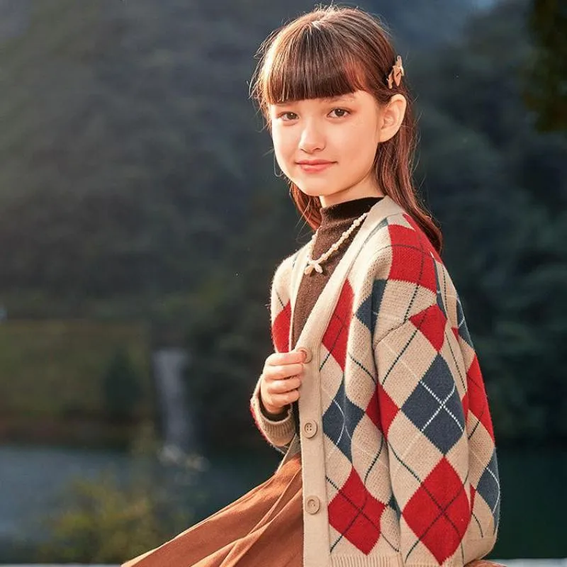 Children Cardigan Sweater For Girls Fashion Plaid Print Long Sleeve Knitted Outerwear Kids Teens Street Casual Knitwear Tops
Children Cardigan Sweater For Girls Fashion Plaid Print Long Sleeve Knitted Outerwear Kids Teens Street Casual Knitwear Tops