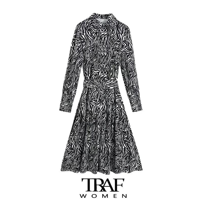TRAF Za Women Fashion With Belt Animal Print Midi Shirt Dress Vintage Long Sleeve Button-up Female Dresses Vestidos Mujer
TRAF Za Women Fashion With Belt Animal Print Midi Shirt Dress Vintage Long Sleeve Button-up Female Dresses Vestidos Mujer