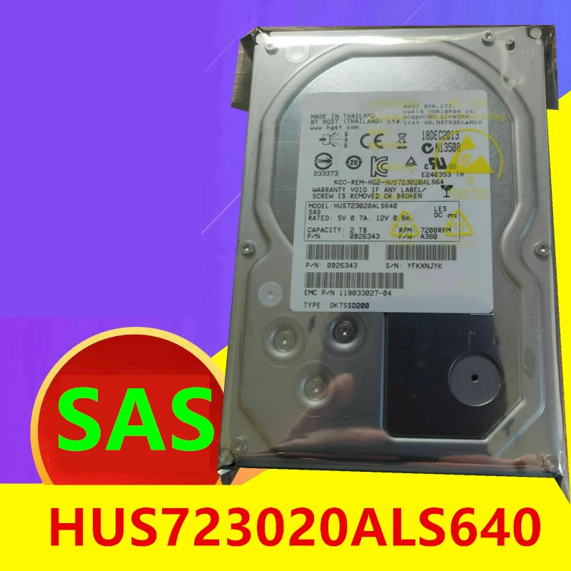 

Original New HDD For Hgst 2TB 3.5" SAS 64MB 7200RPM For Internal HDD For Server HDD For HUS723020ALS640