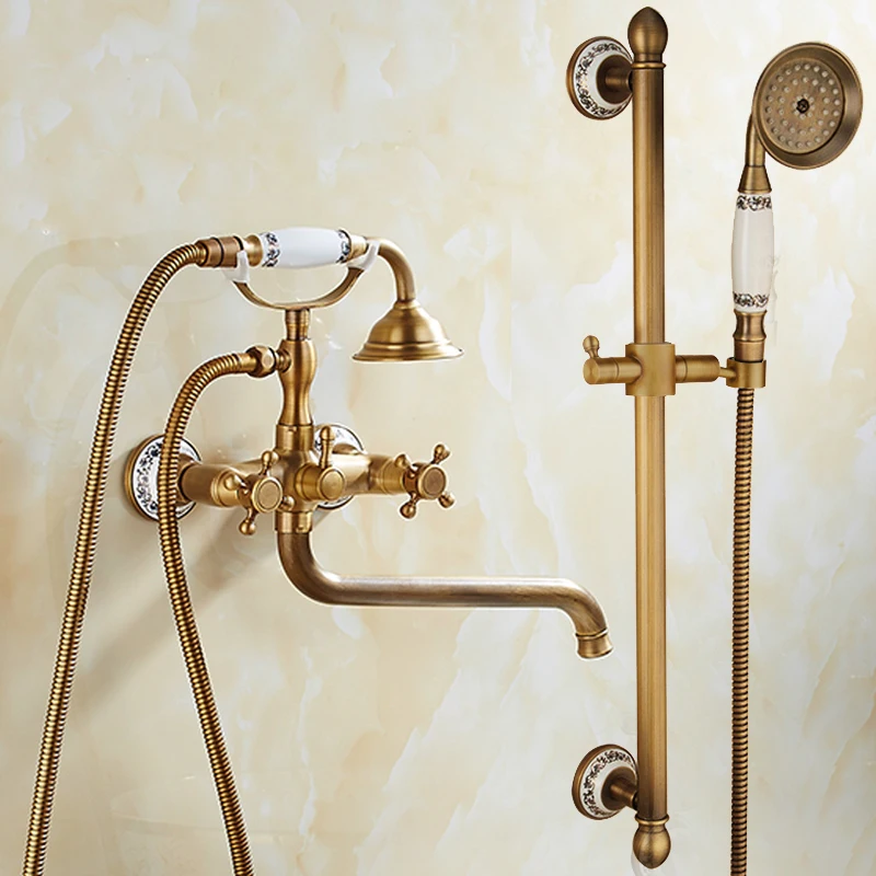 Antique Bathtub Simple Shower Faucet Copper Hot and Cold Shower Extended Bathroom Mixing Valve Triple Lifting Shower Set
Antique Bathtub Simple Shower Faucet Copper Hot and Cold Shower Extended Bathroom Mixing Valve Triple Lifting Shower Set
